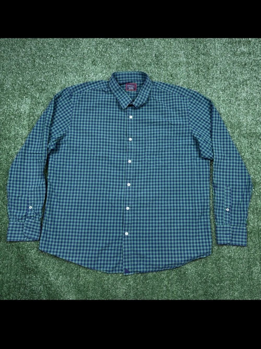 Untuckit Button Up Shirt Mens Size 2XL Green Plaid Checkered Long Sleeve